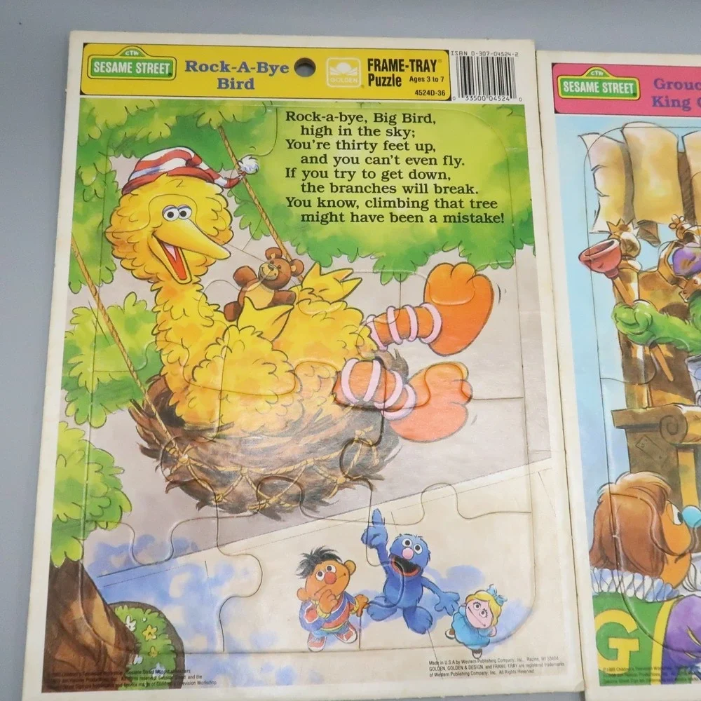 Vintage 80s Sesame Street puzzle Big Bird & Oscar the Grouch Frame Tray Puzzle